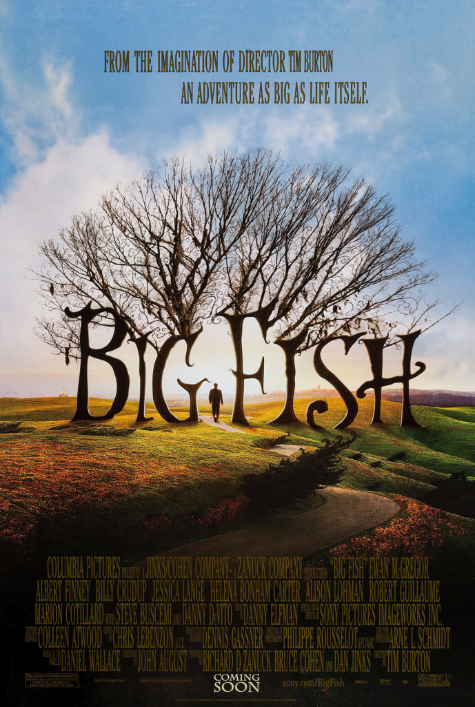 The movie poster for Big Fish, featuring a naked tree and lone silhouette. 